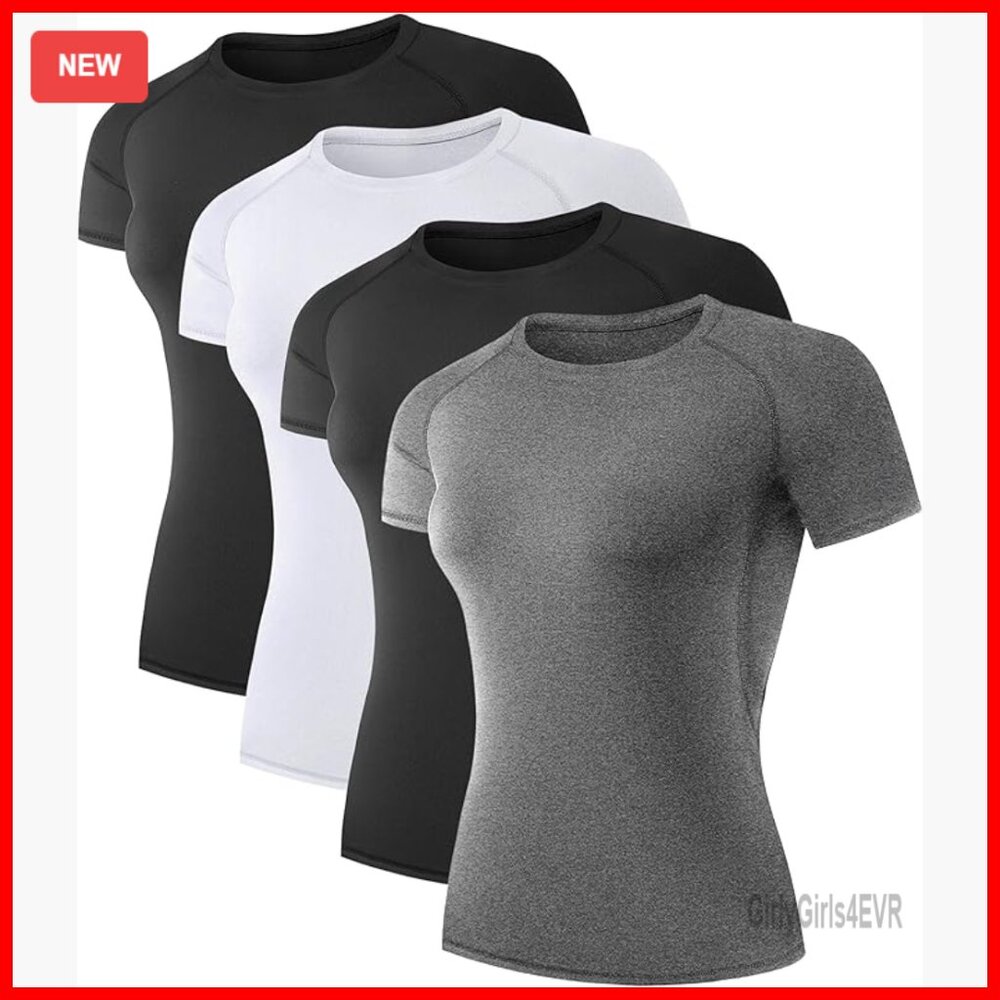 4 Pack Compression Workout T-Shirts Quick Dry Ath… - image 1
